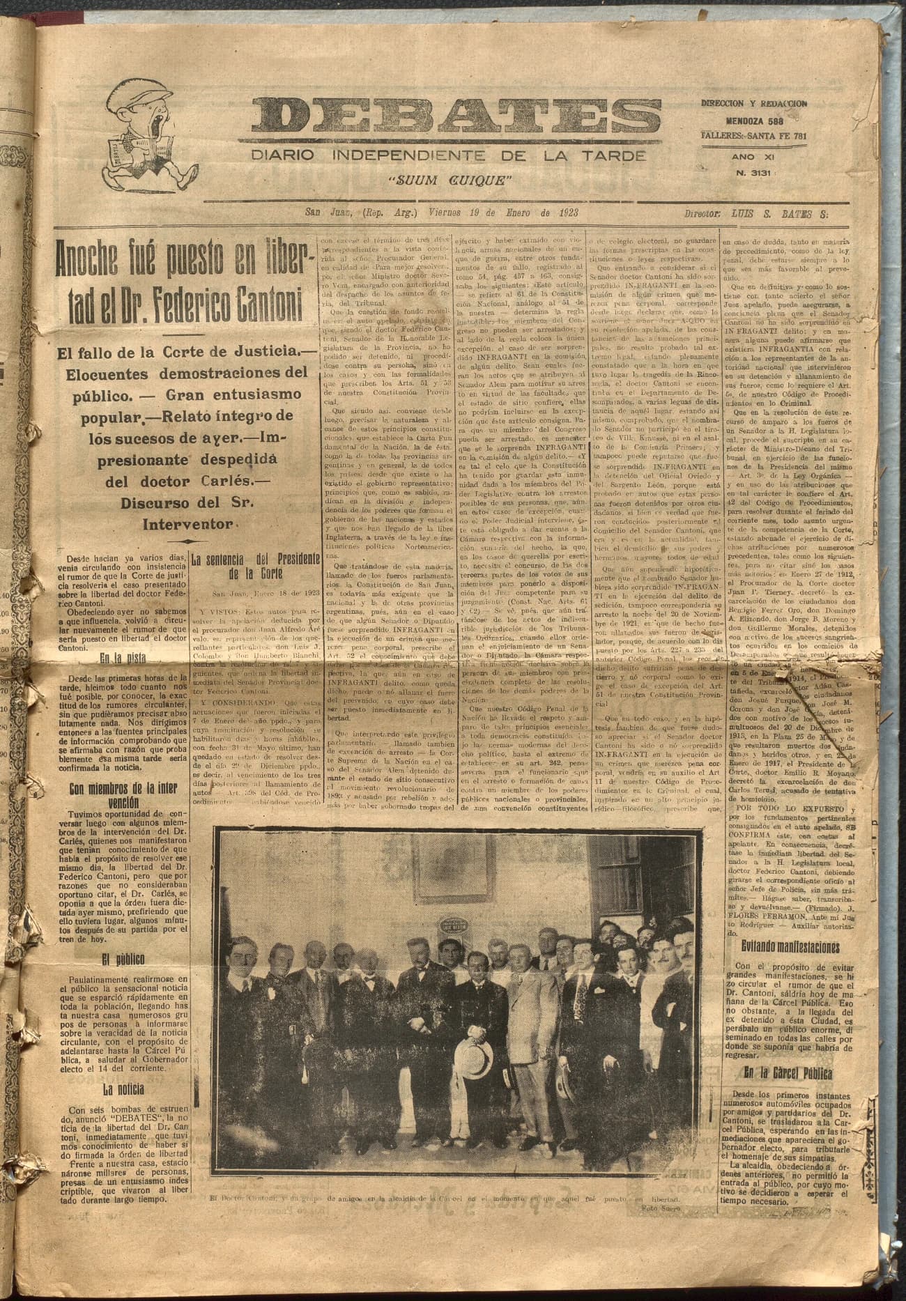 Portada · Diario Debates del 19 de enero de 1923