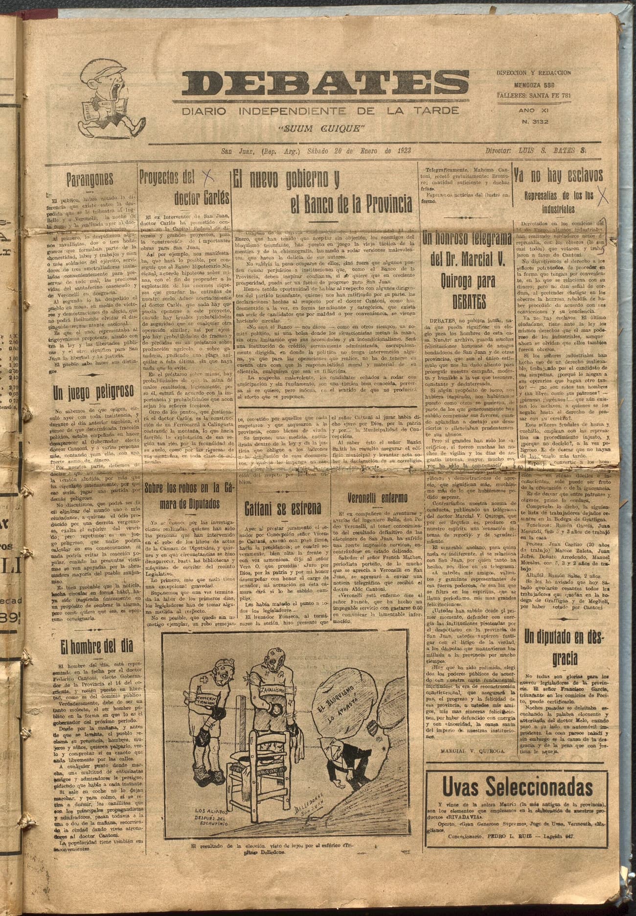 Portada · Diario Debates del 20 de enero de 1923