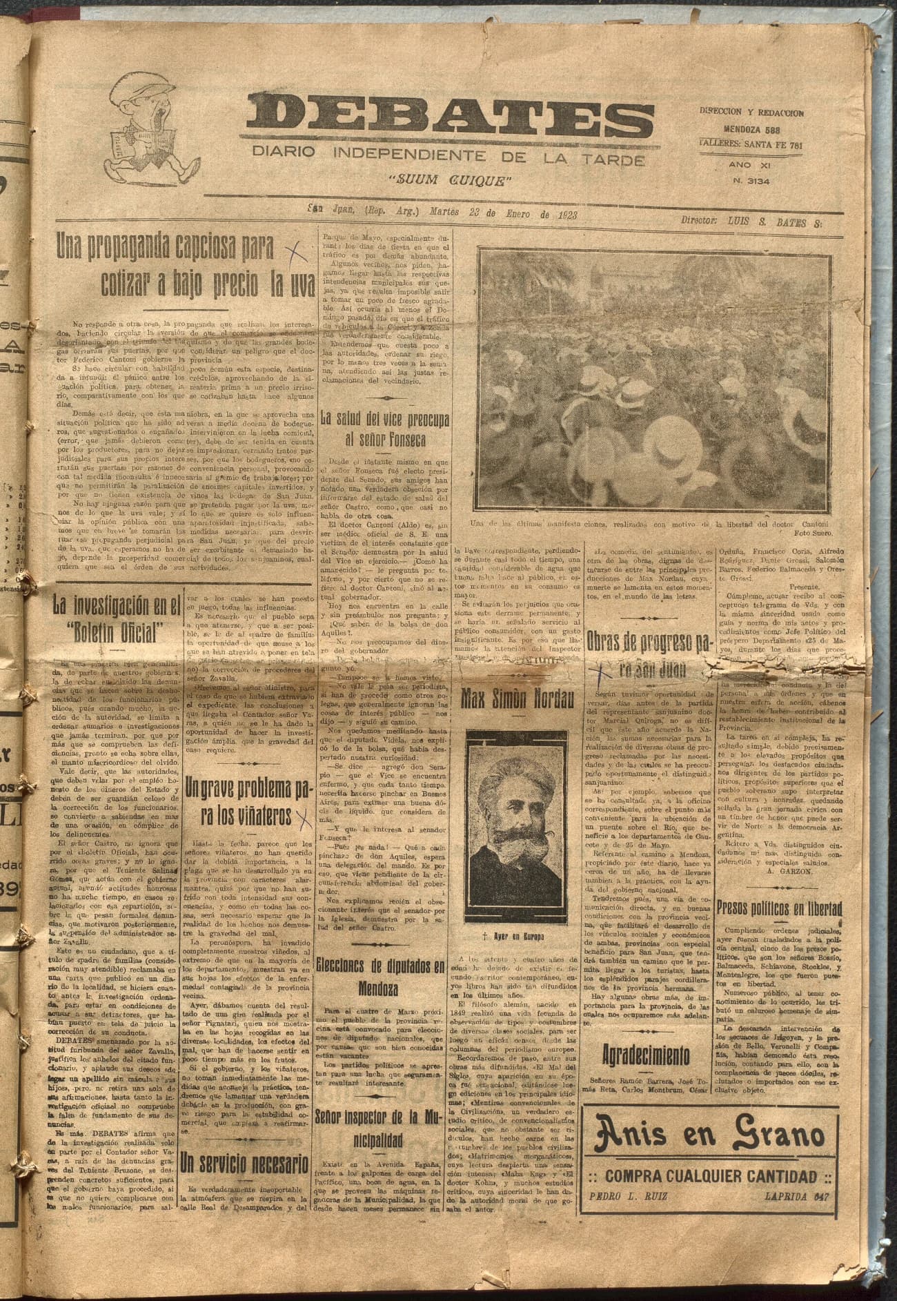 Portada · Diario Debates del 23 de enero de 1923