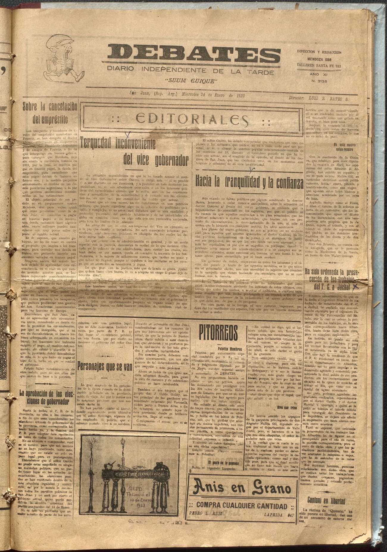 Portada · Diario Debates del 24 de enero de 1923