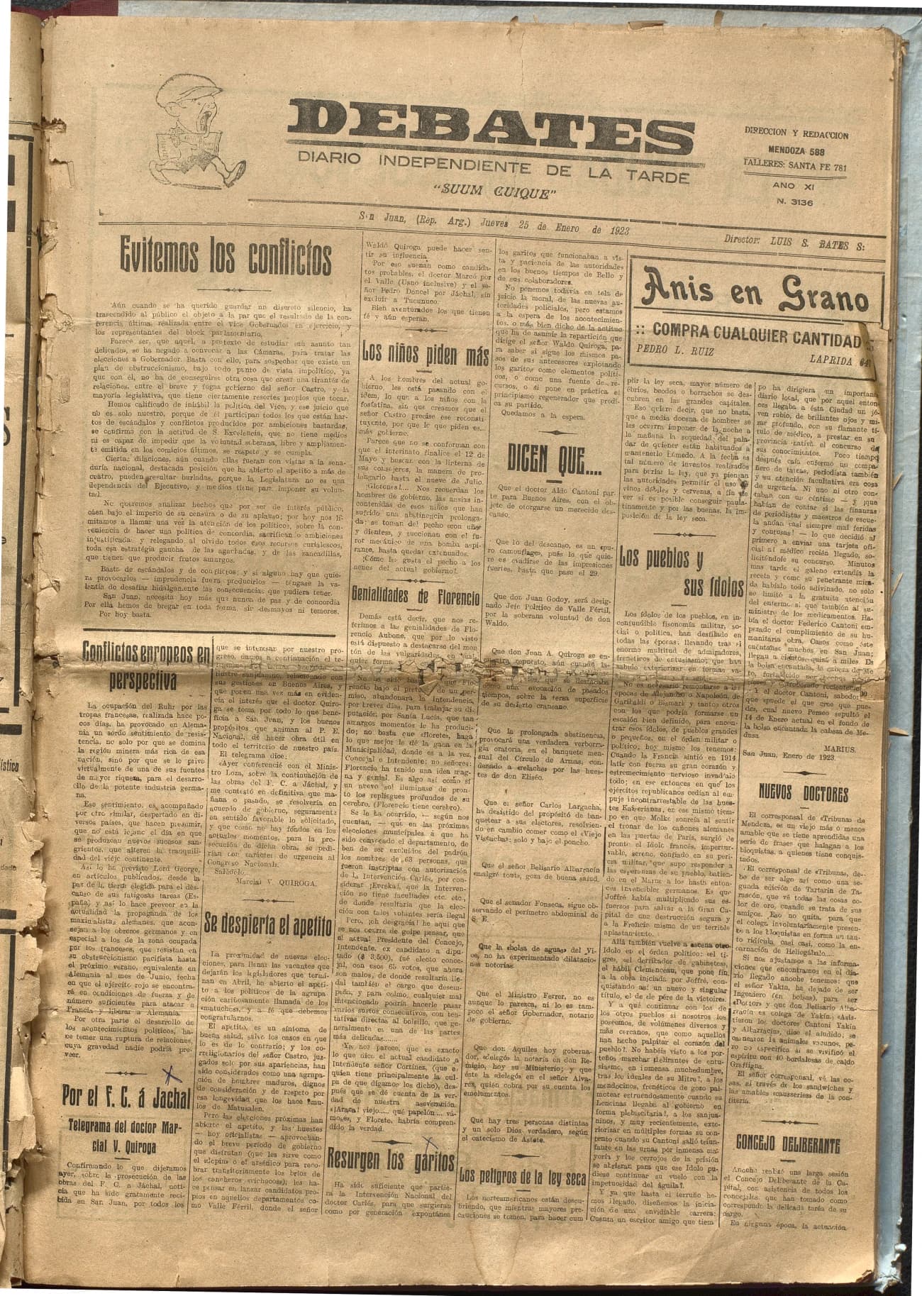 Portada · Diario Debates del 25 de enero de 1923