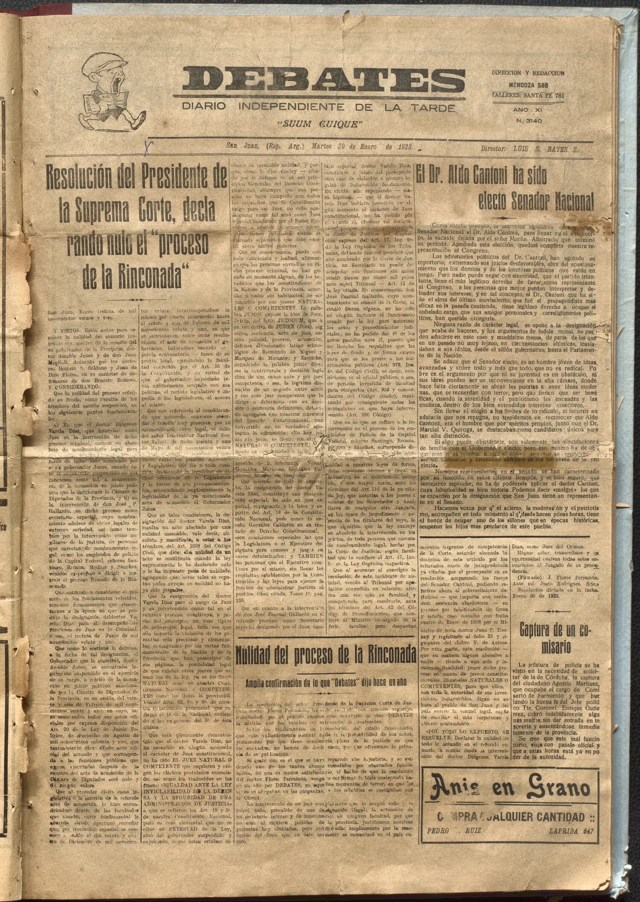 Portada · Diario Debates del 30 de enero de 1923