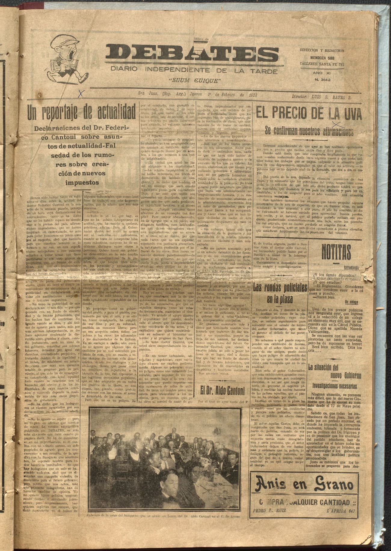 Portada · Diario Debates del 1 de febrero de 1923