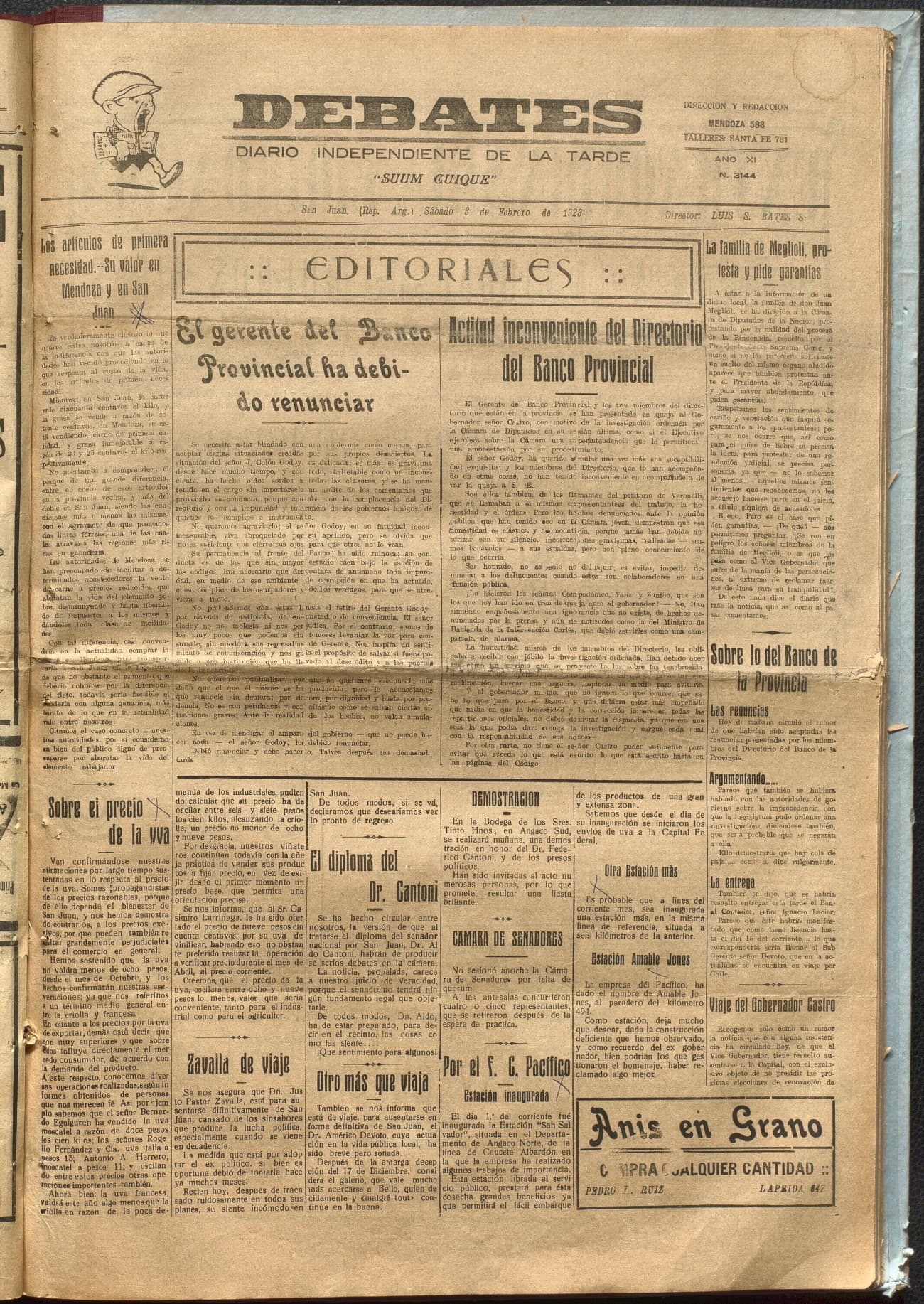 Portada · Diario Debates del 3 de febrero de 1923