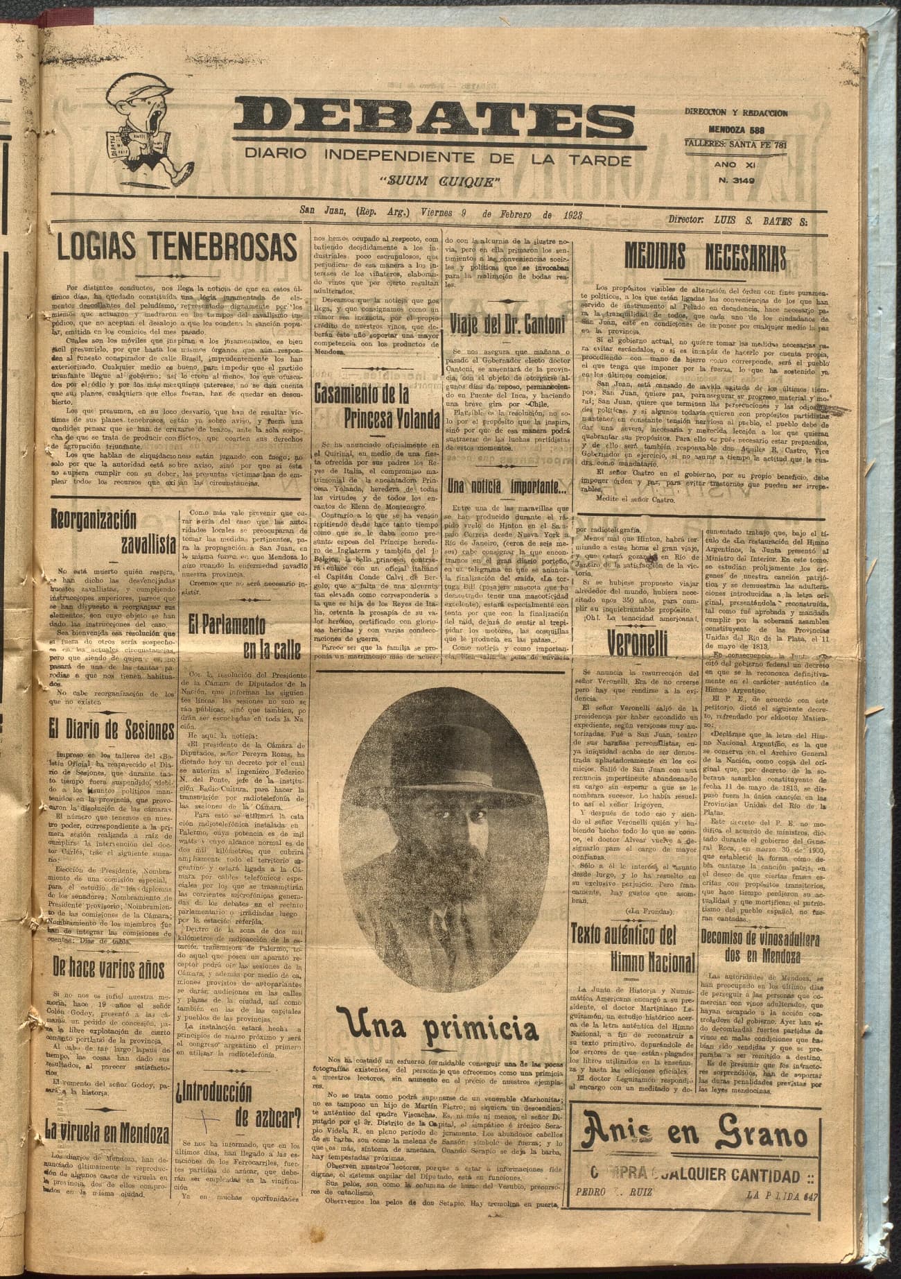 Portada · Diario Debates del 9 de febrero de 1923