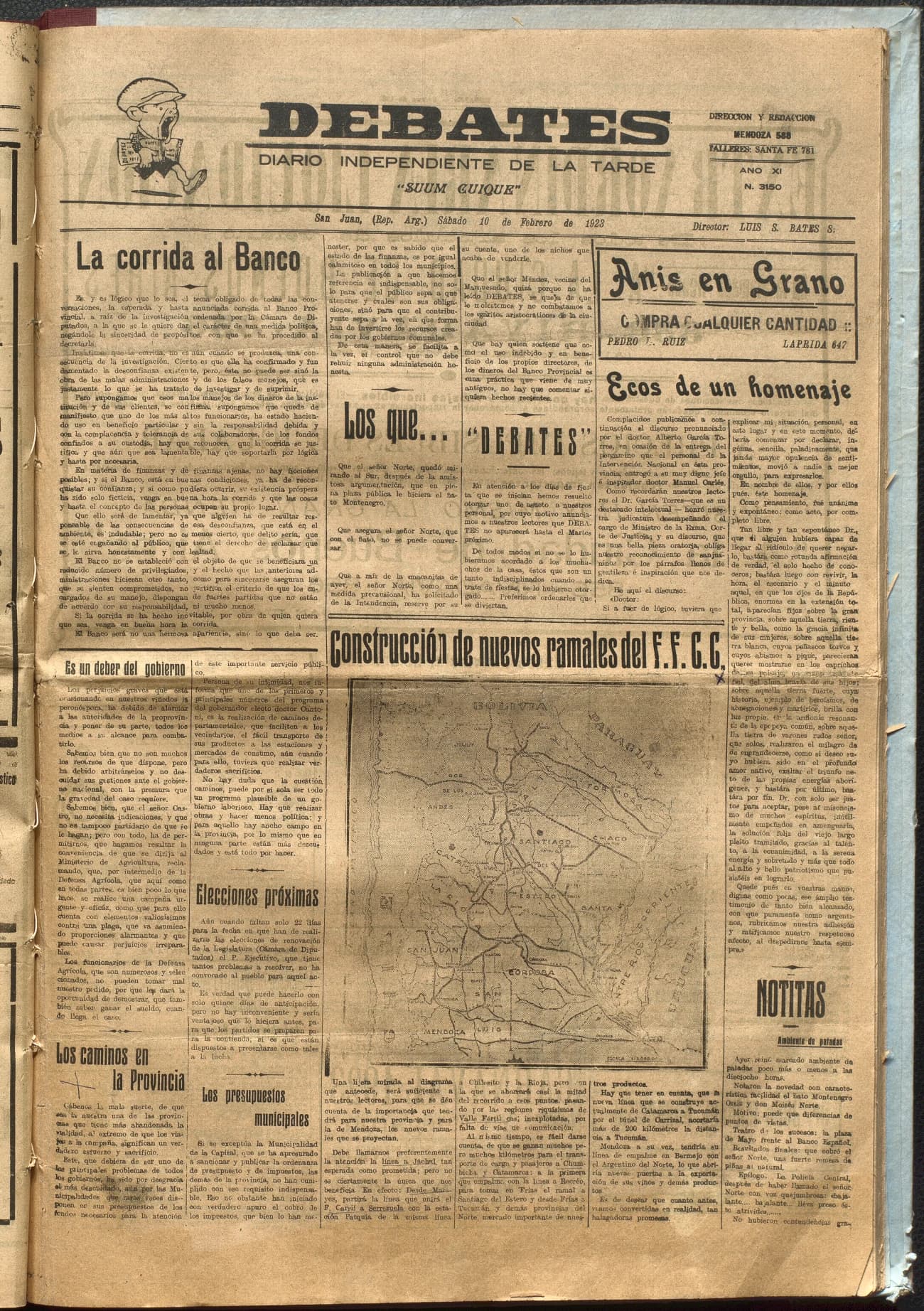 Portada · Diario Debates del 10 de febrero de 1923