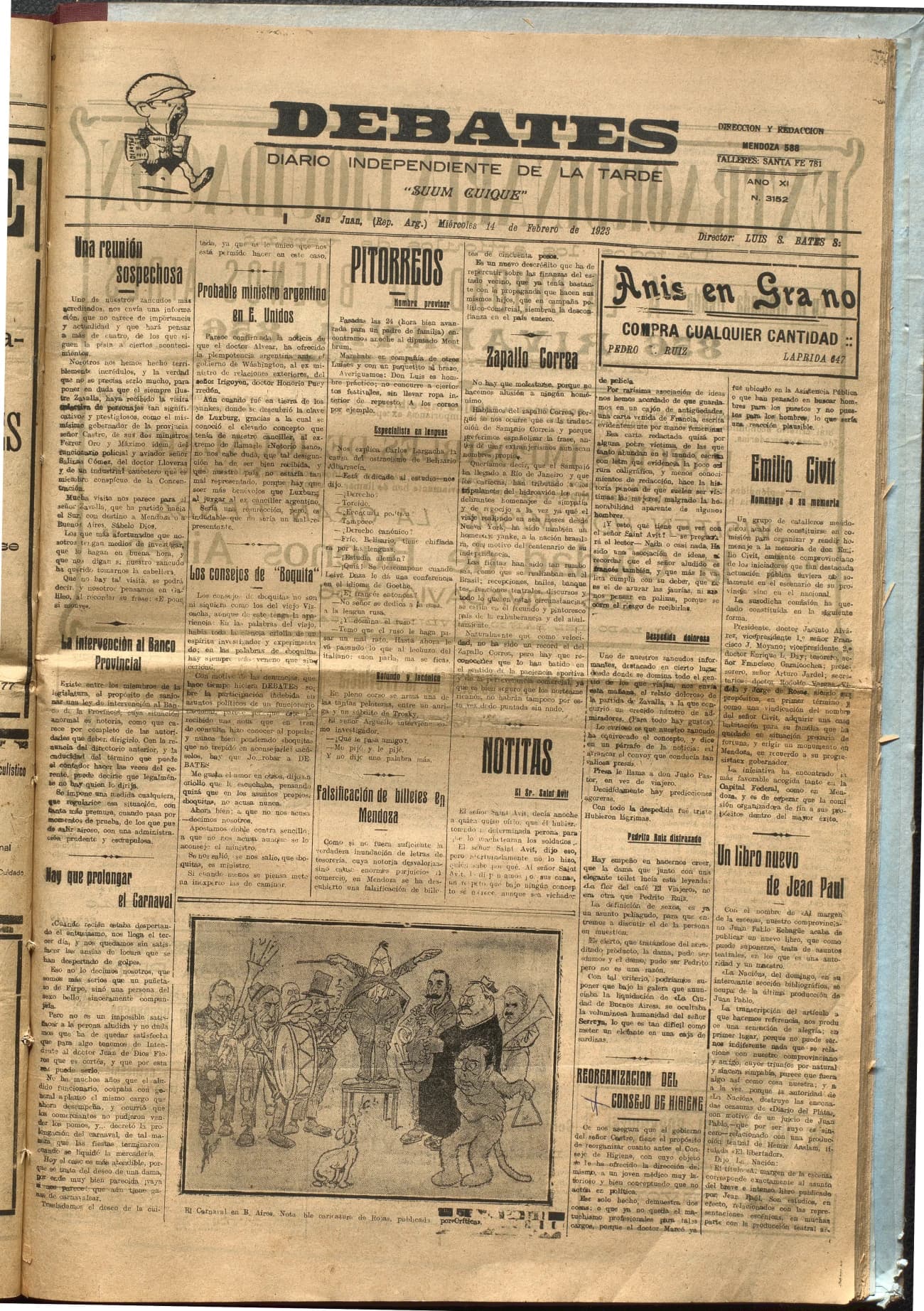 Portada · Diario Debates del 14 de febrero de 1923
