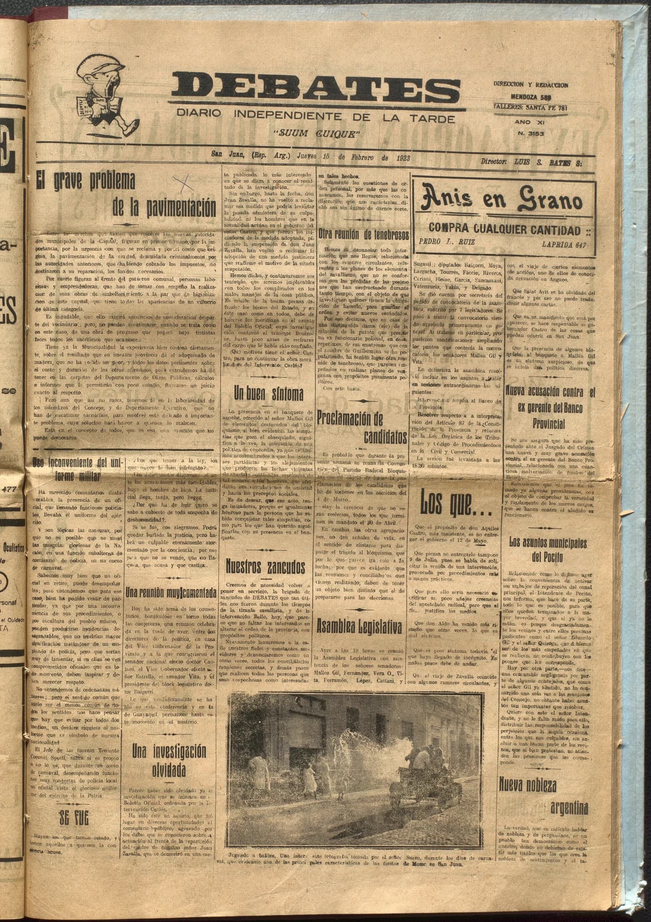Portada · Diario Debates del 15 de febrero de 1923
