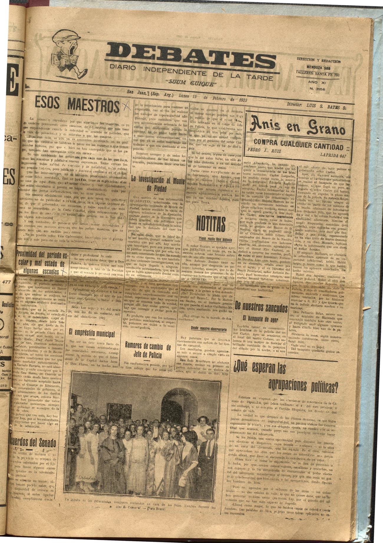 Portada · Diario Debates del 19 de febrero de 1923