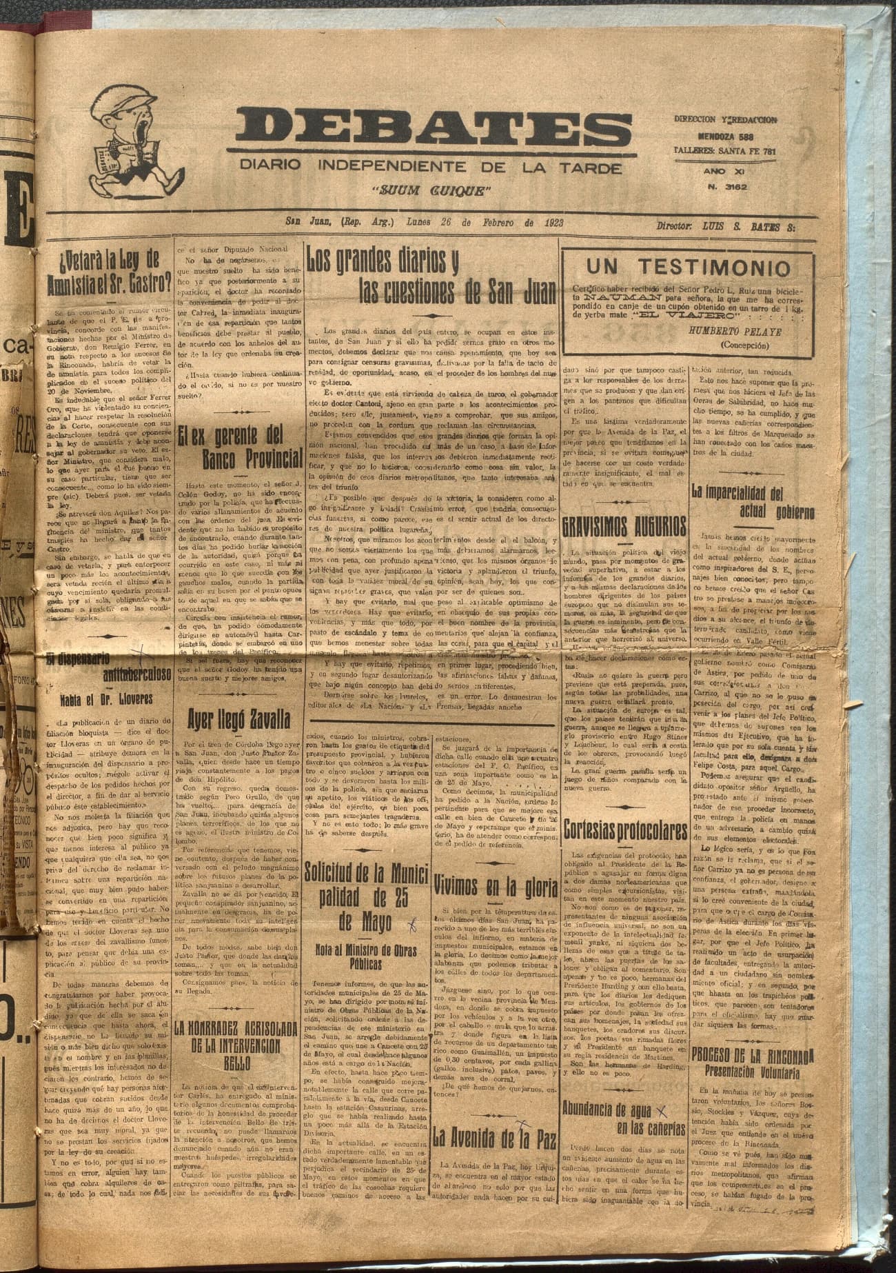 Portada · Diario Debates del 26 de febrero de 1923