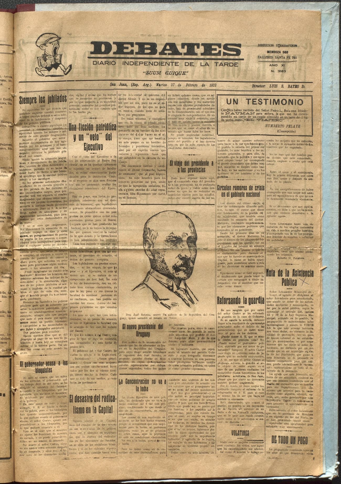 Portada · Diario Debates del 27 de febrero de 1923