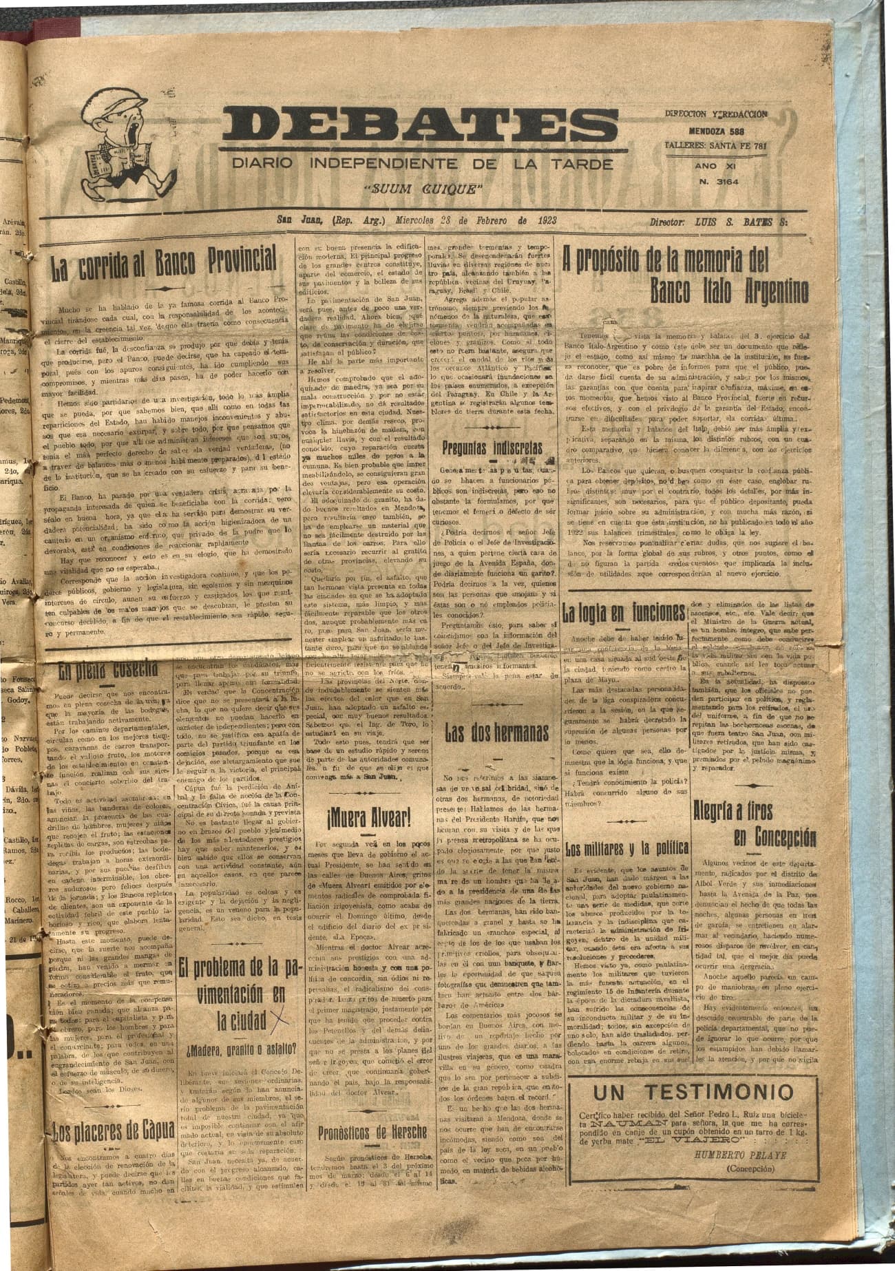 Portada · Diario Debates del 28 de febrero de 1923