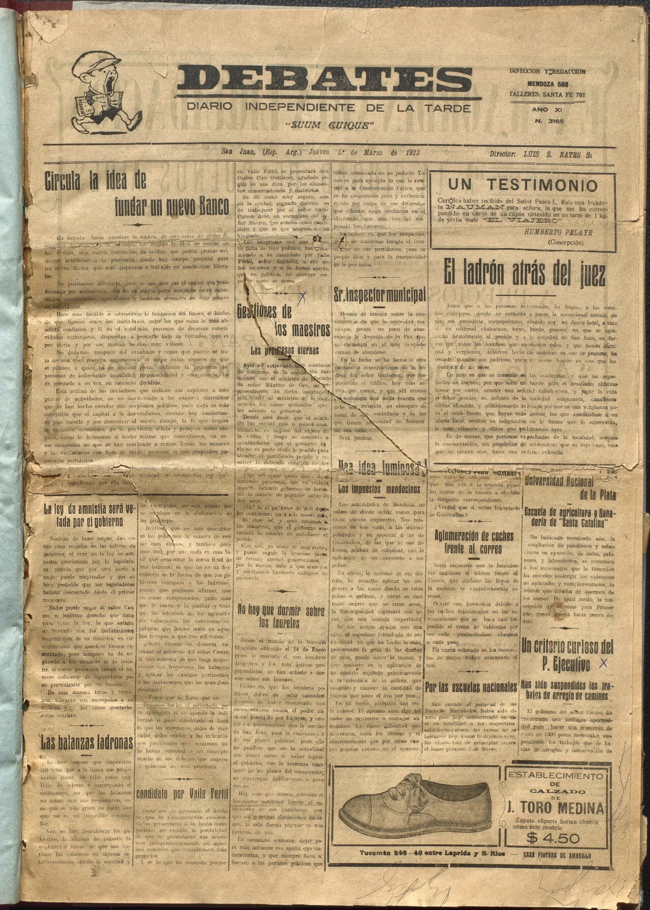 Portada · Diario Debates del 1 de marzo de 1923