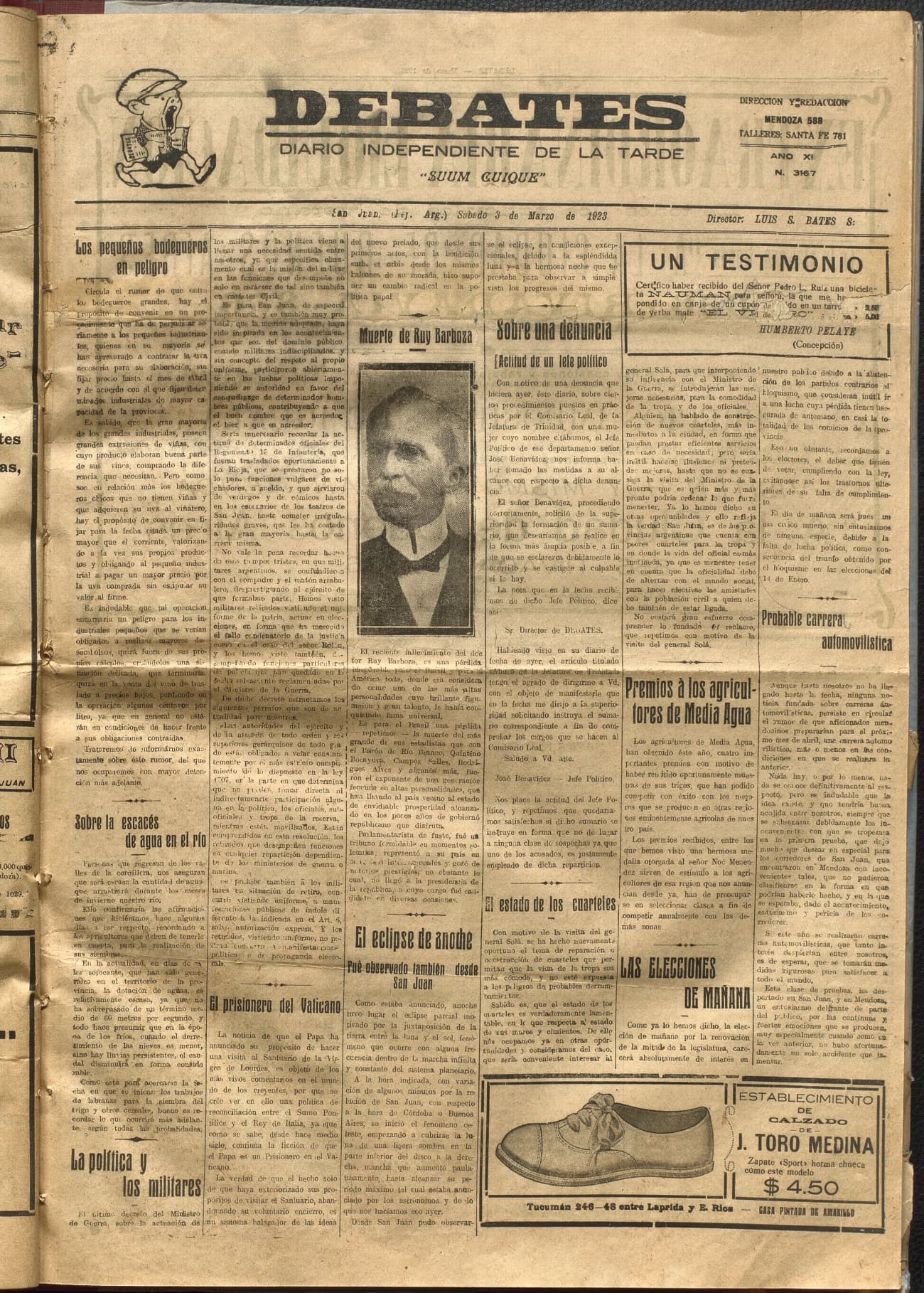 Portada · Diario Debates del 3 de marzo de 1923