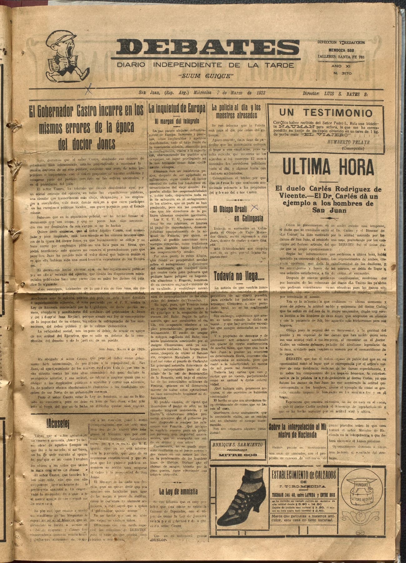 Portada · Diario Debates del 7 de marzo de 1923