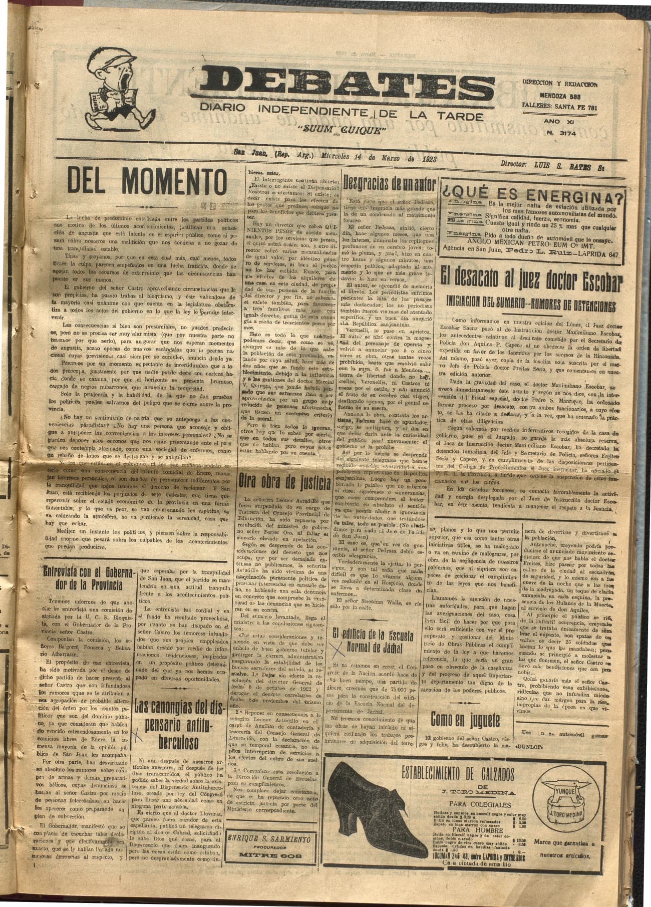 Portada · Diario Debates del 14 de marzo de 1923