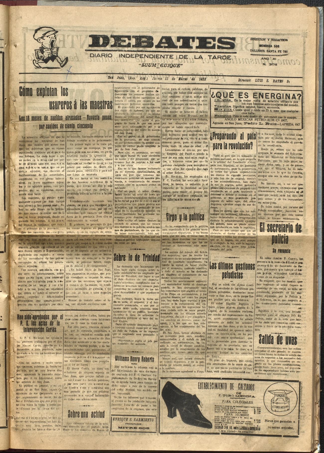 Portada · Diario Debates del 15 de marzo de 1923