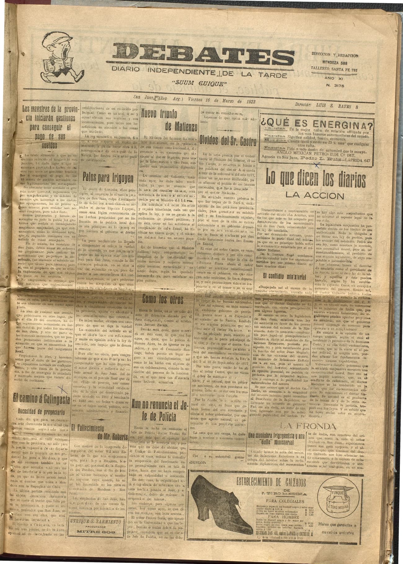 Portada · Diario Debates del 16 de marzo de 1923