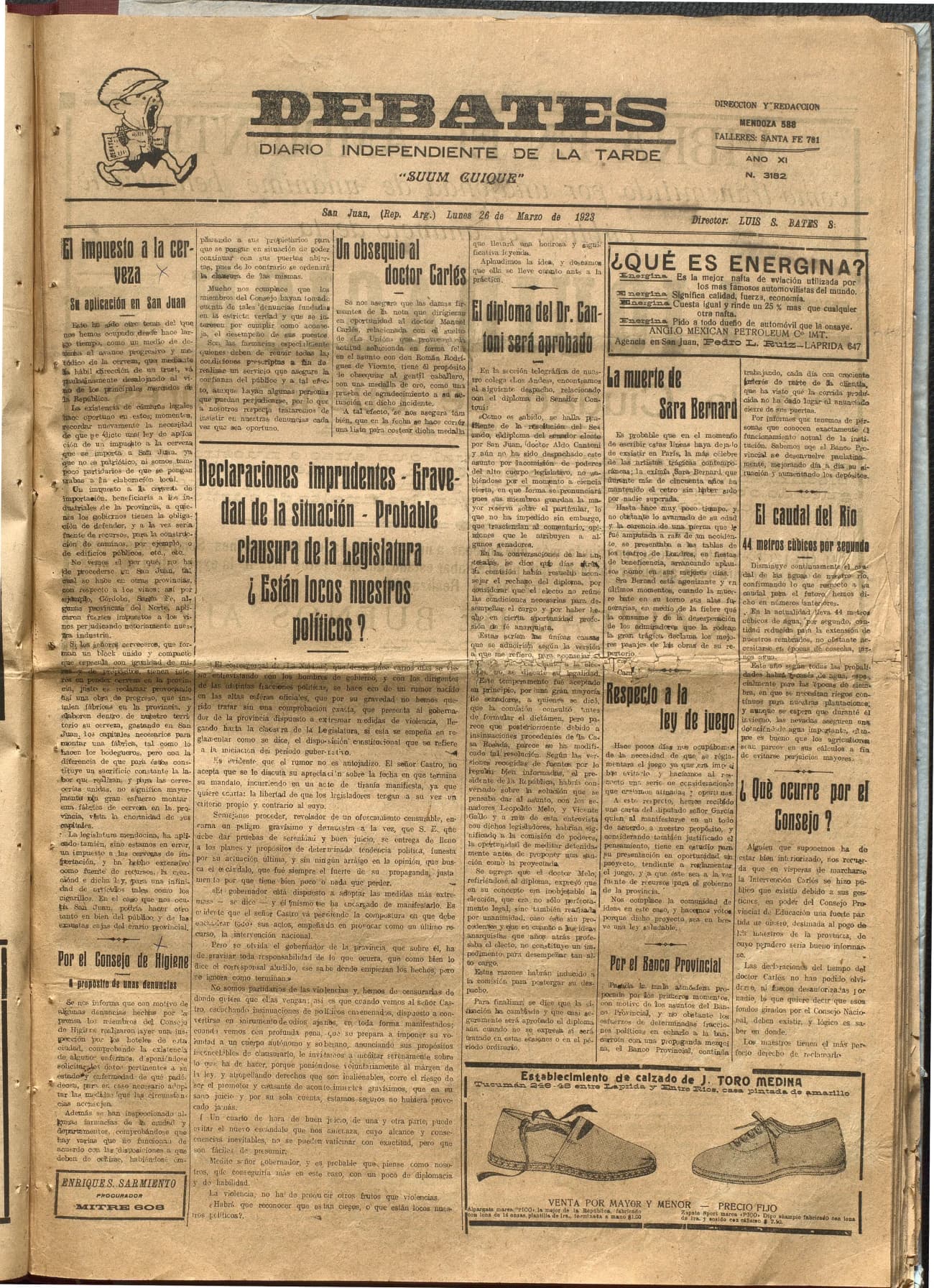 Portada · Diario Debates del 26 de marzo de 1923