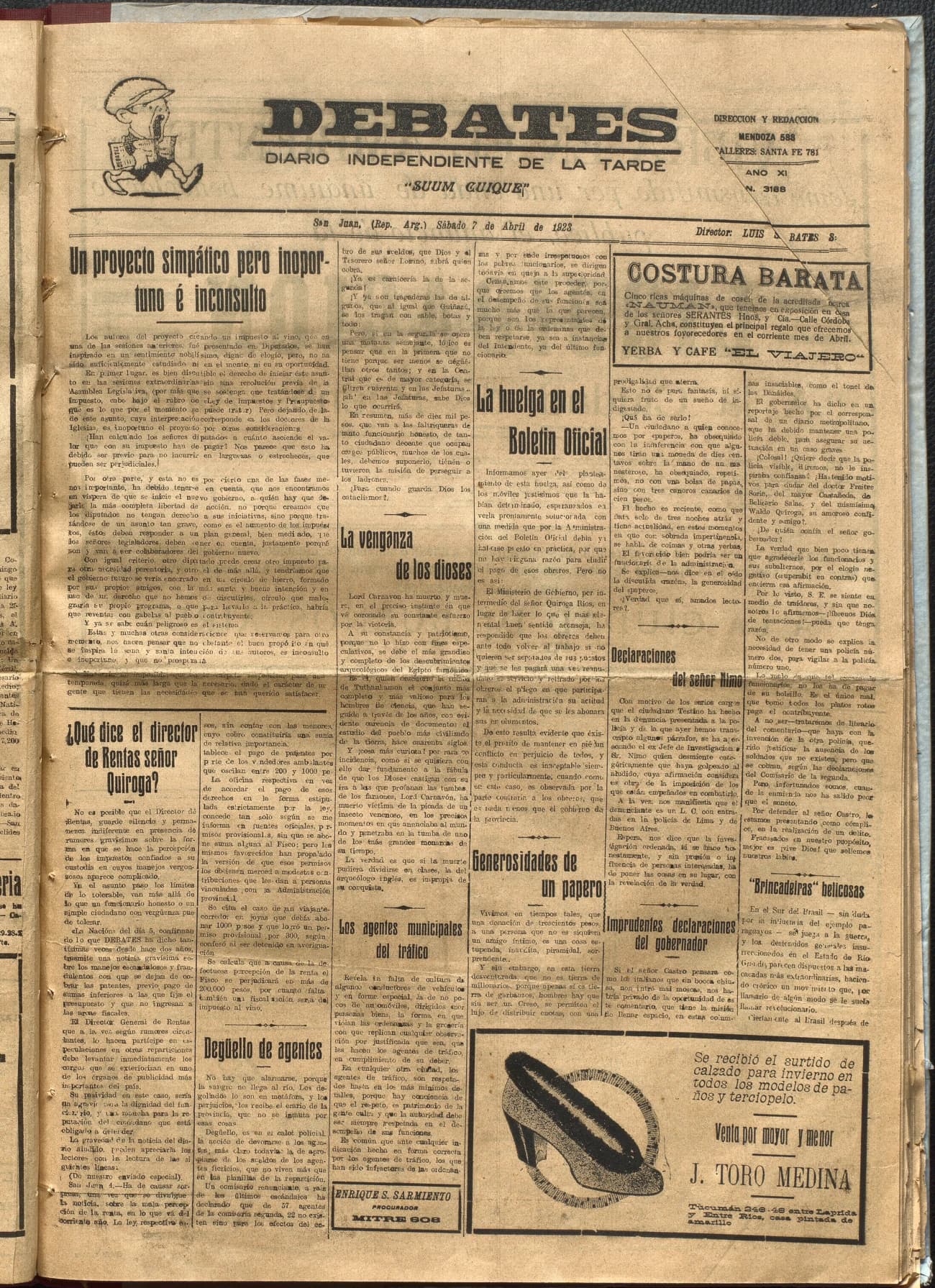 Portada · Diario Debates del 7 de abril de 1923