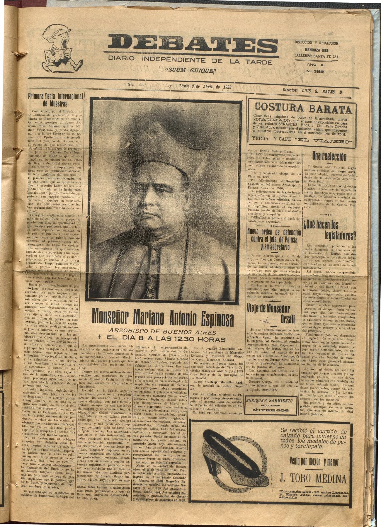 Portada · Diario Debates del 9 de abril de 1923