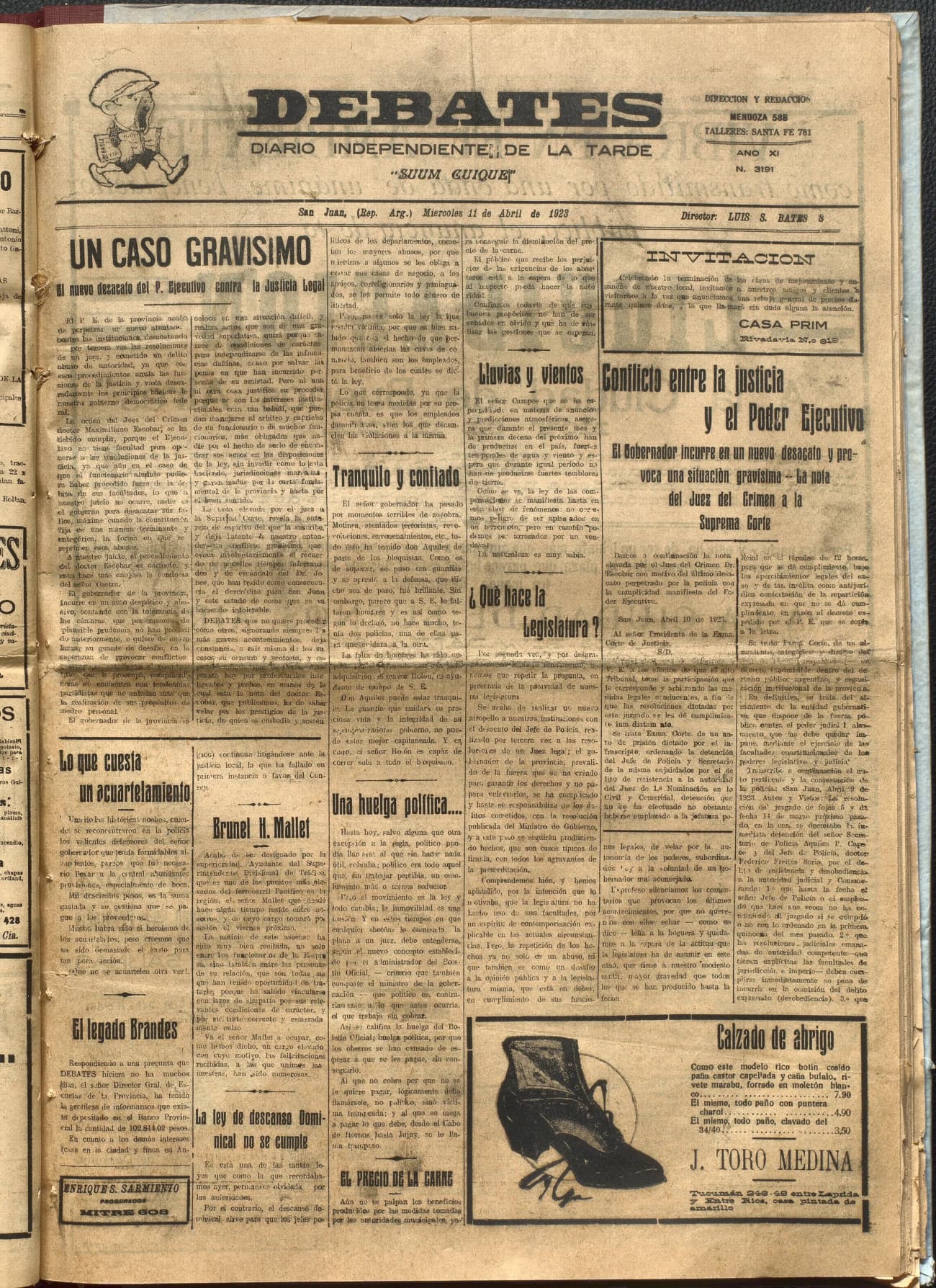 Portada · Diario Debates del 11 de abril de 1923