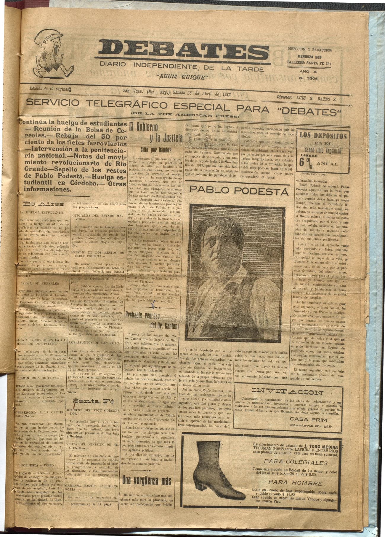 Portada · Diario Debates del 28 de abril de 1923