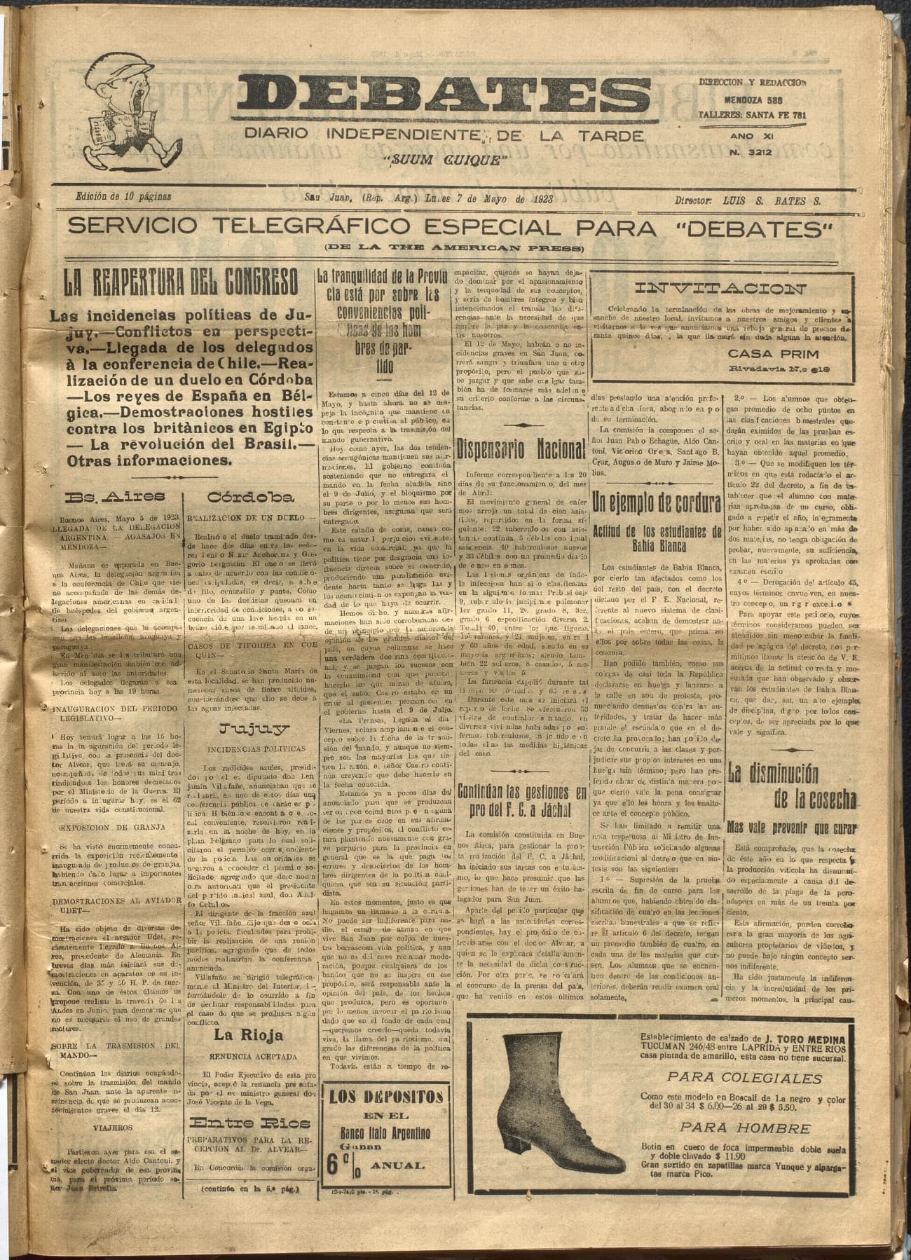 Portada · Diario Debates del 7 de mayo de 1923