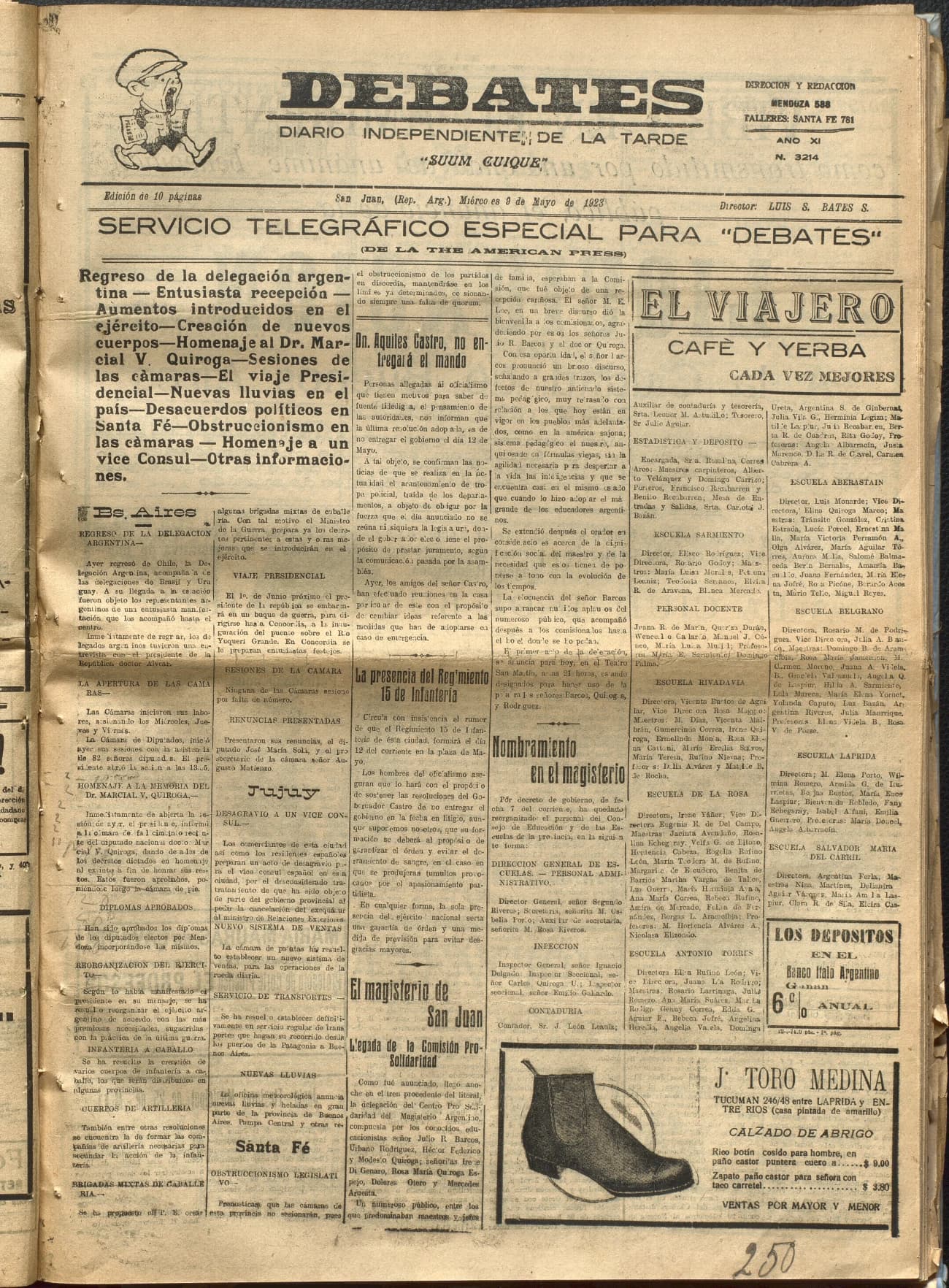 Portada · Diario Debates del 9 de mayo de 1923