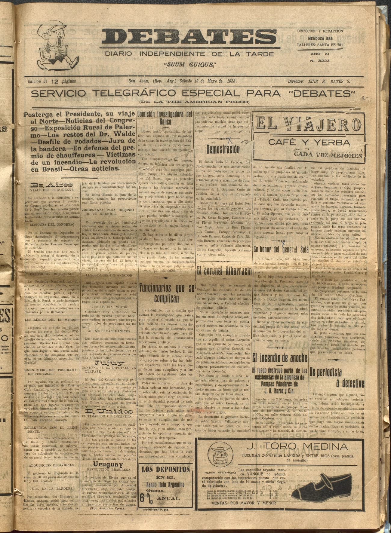 Portada · Diario Debates del 19 de mayo de 1923