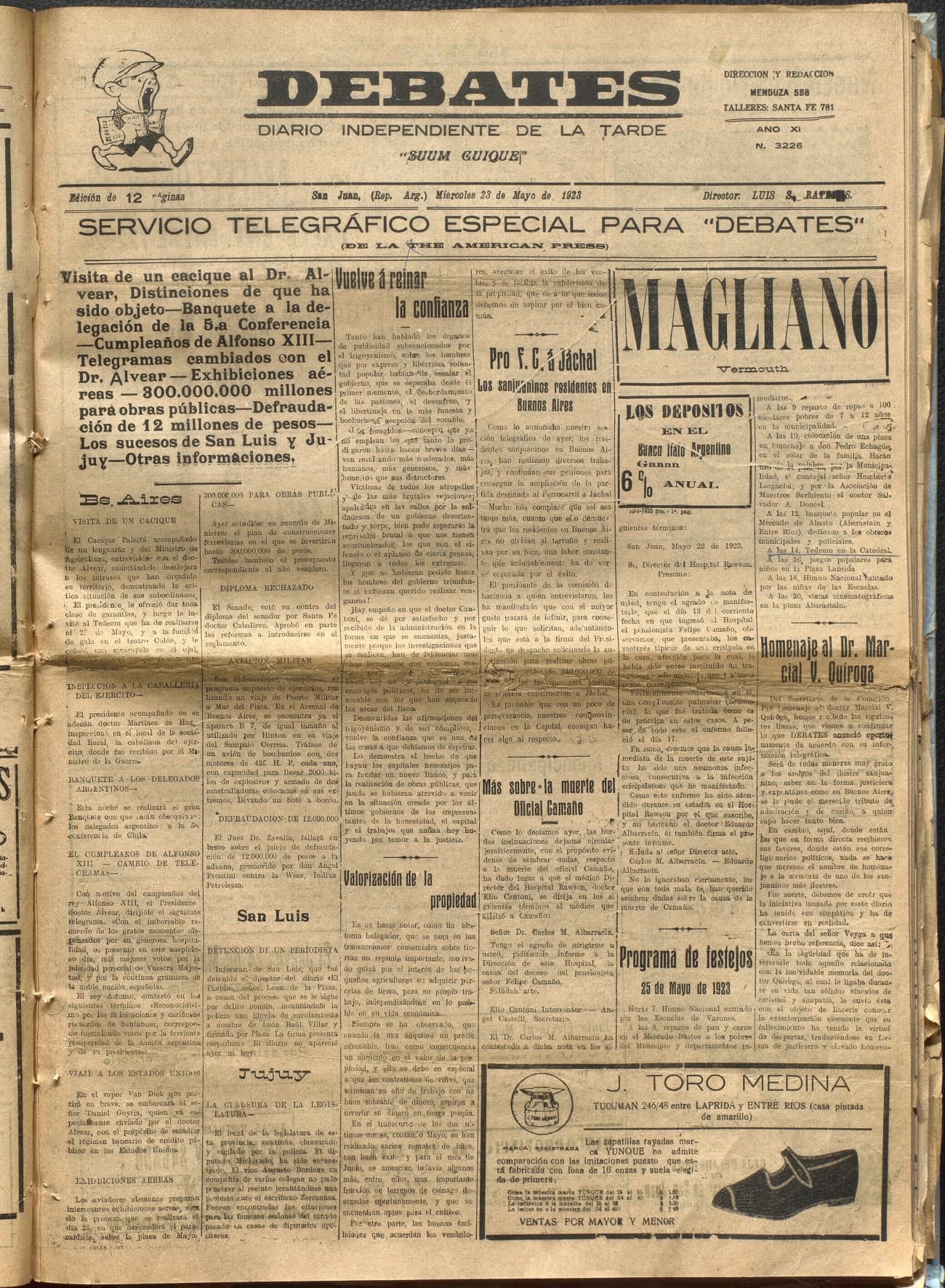 Portada · Diario Debates del 23 de mayo de 1923