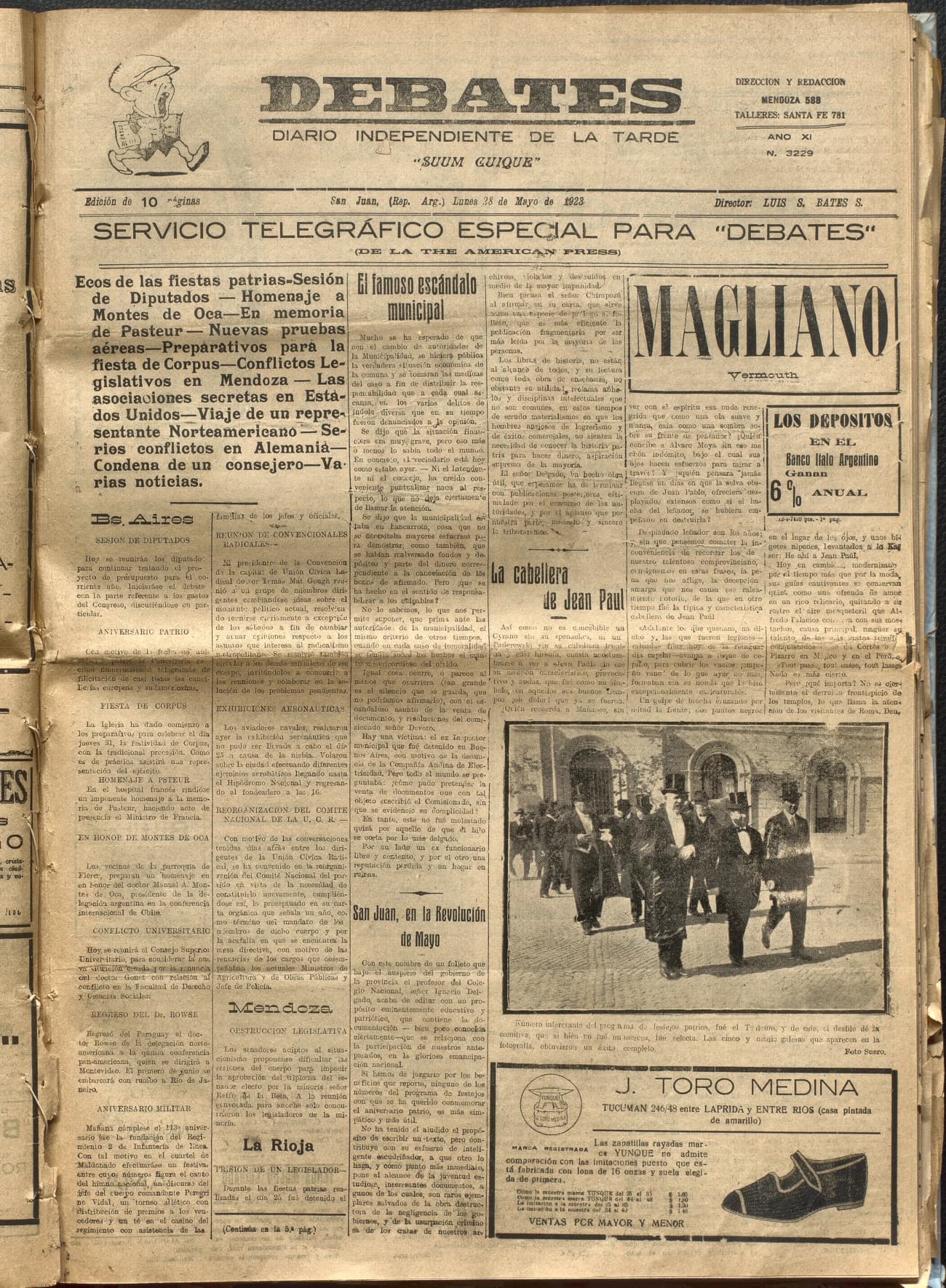 Portada · Diario Debates del 28 de mayo de 1923