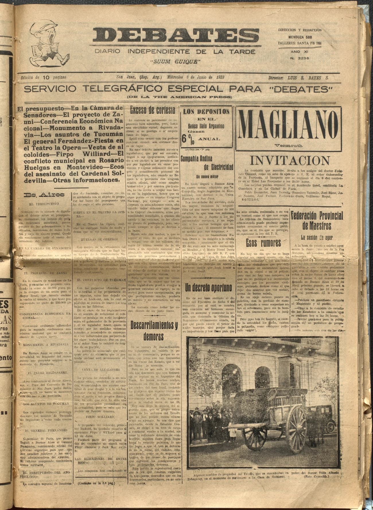 Portada · Diario Debates del 6 de junio de 1923