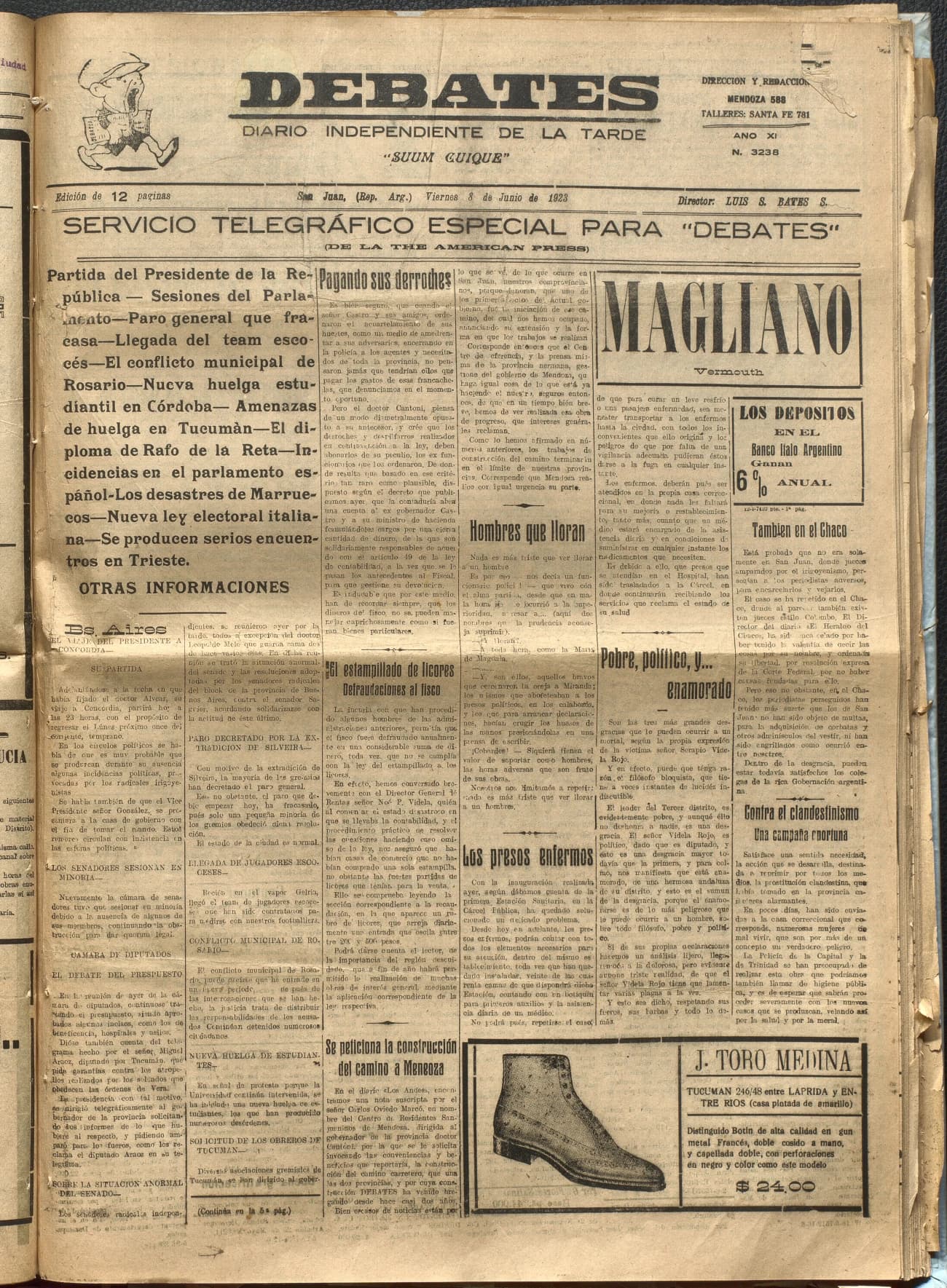 Portada · Diario Debates del 8 de junio de 1923