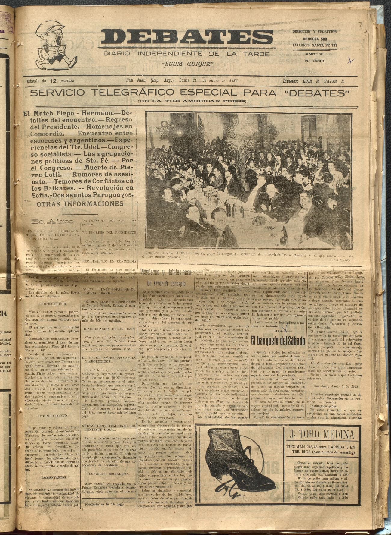 Portada · Diario Debates del 11 de junio de 1923