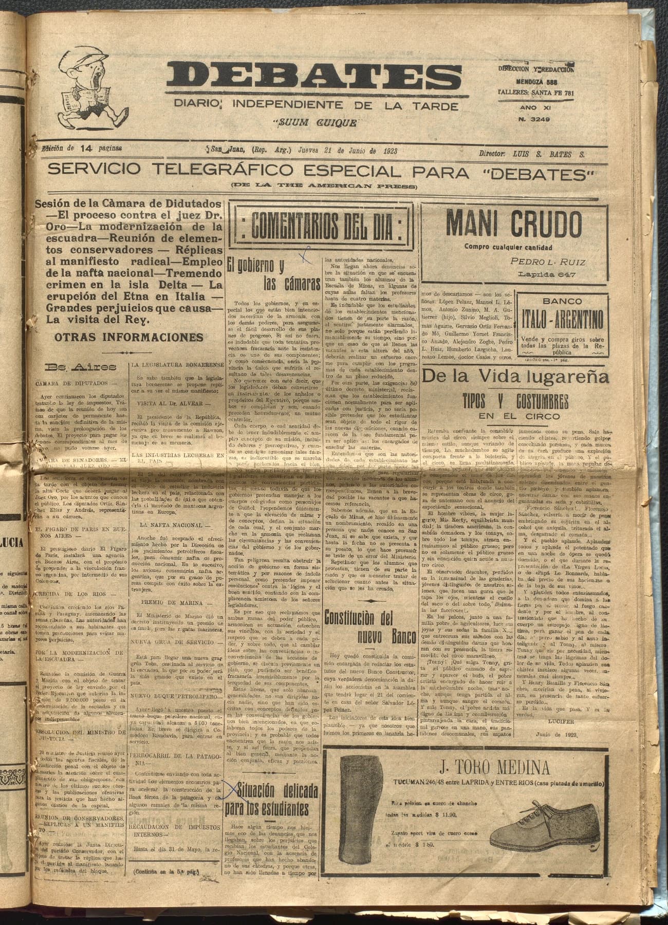 Portada · Diario Debates del 21 de junio de 1923