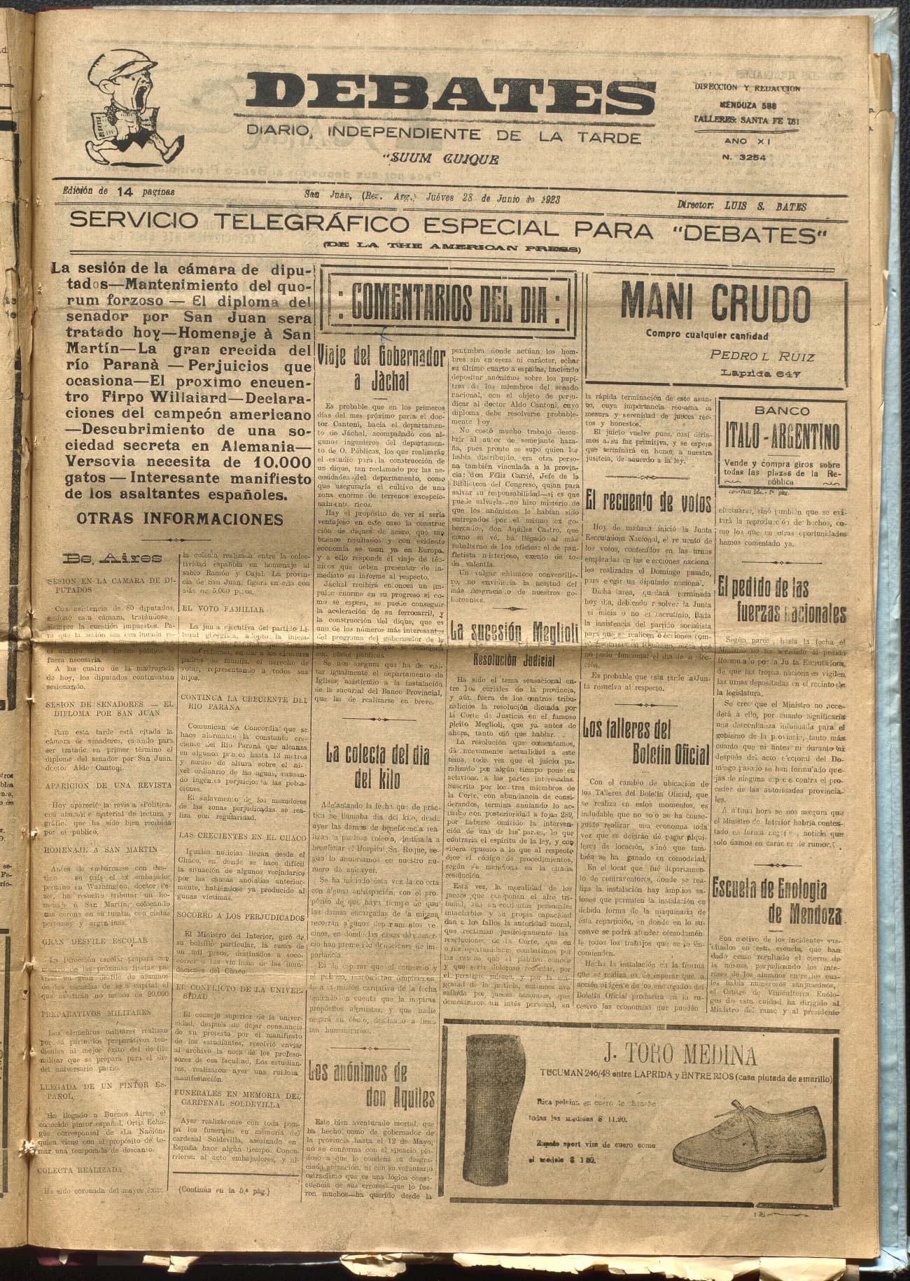 Portada · Diario Debates del 28 de junio de 1923
