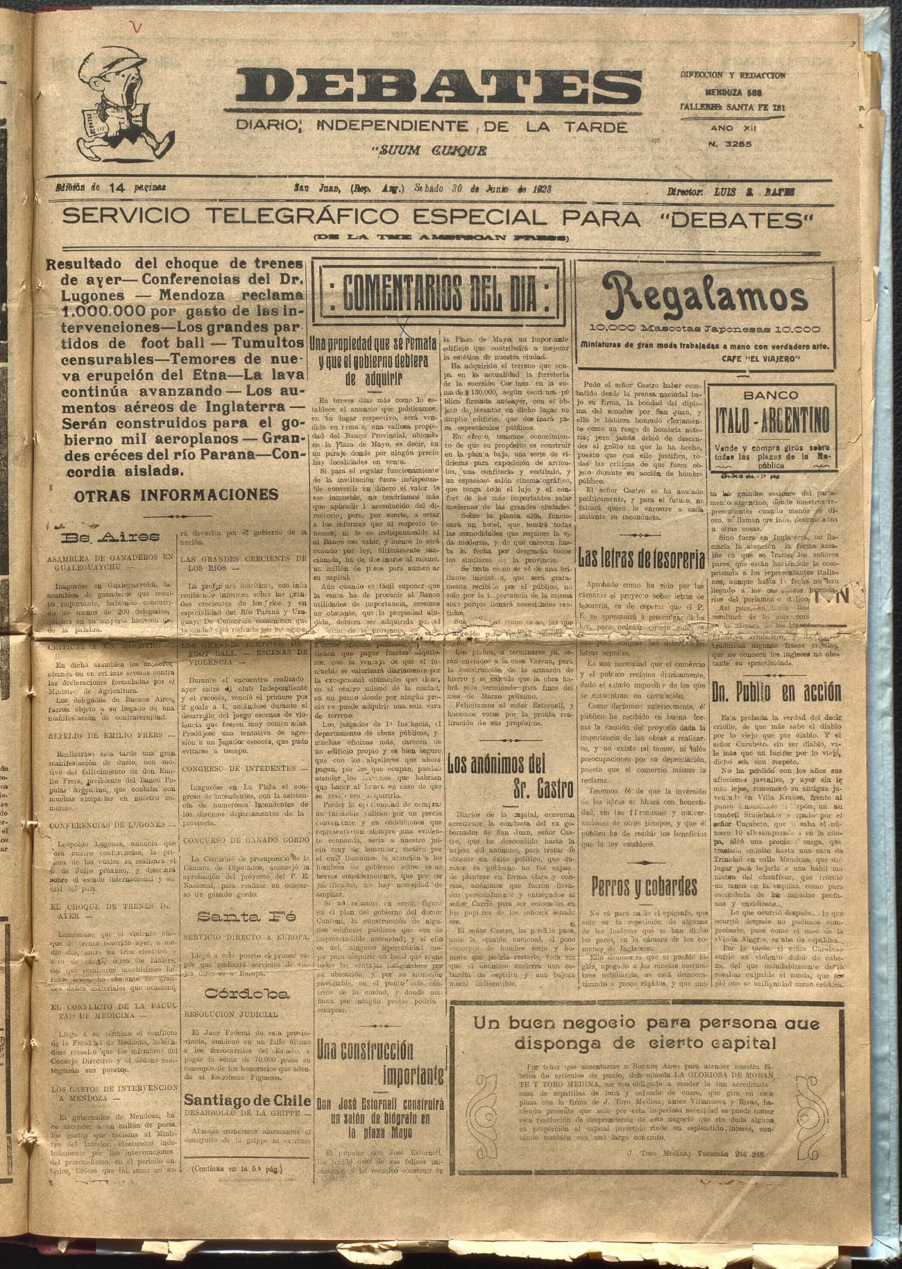 Portada · Diario Debates del 30 de junio de 1923