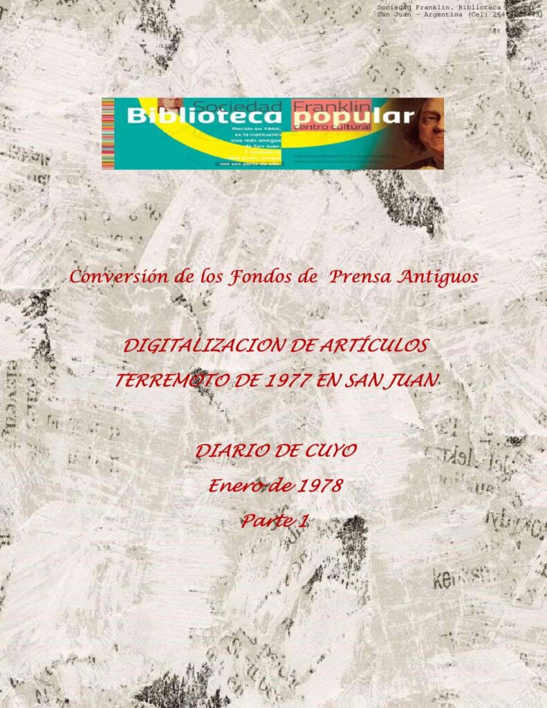 Portada · Diario de Cuyo – enero de 1978