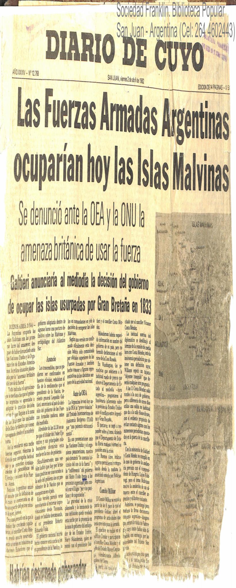 Portada de Guerra de Malvinas, 1982