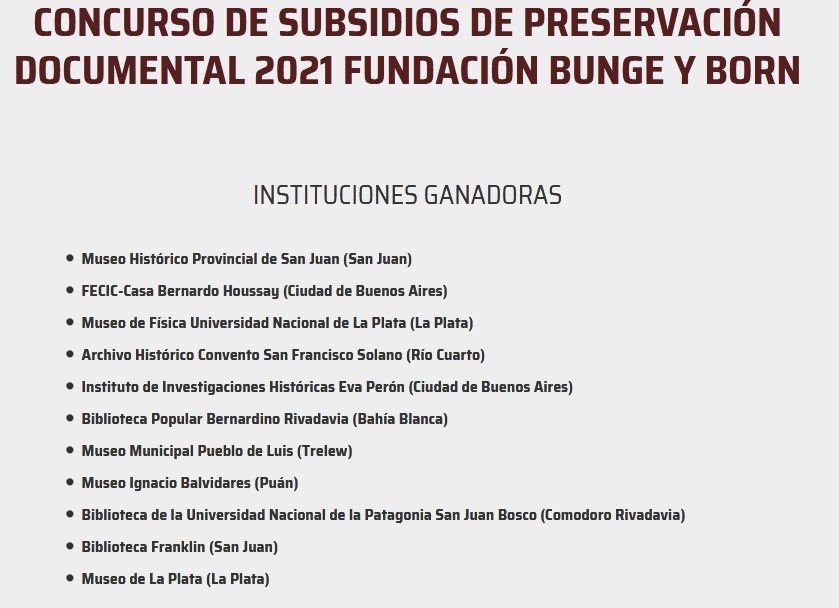 Concurso de subsidios de preservación documental 2021