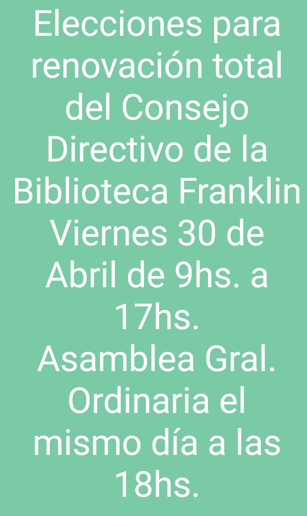Elecciones en Biblioteca Franklin 2021